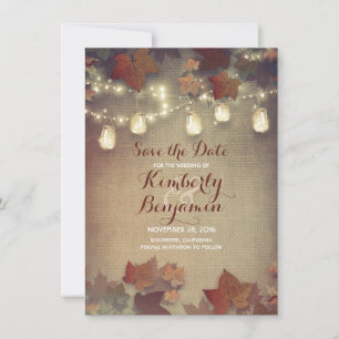 Reserve A Data Folhas de outono e Jars Mason Russo Salvem a Data