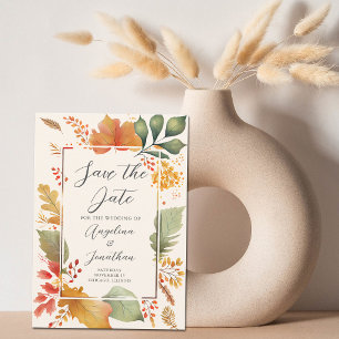 Reserve A Data Folhas de Outono Elegantes em Aquarela