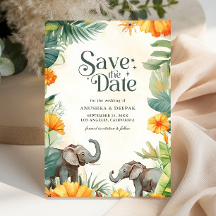 Reserve A Data Folhas de Palmeira Marigold Elefante Casamento Sul