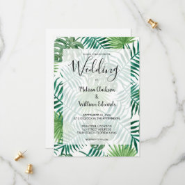 Reserve A Data Folhas de palmeira tropical de aquarela Casamento 