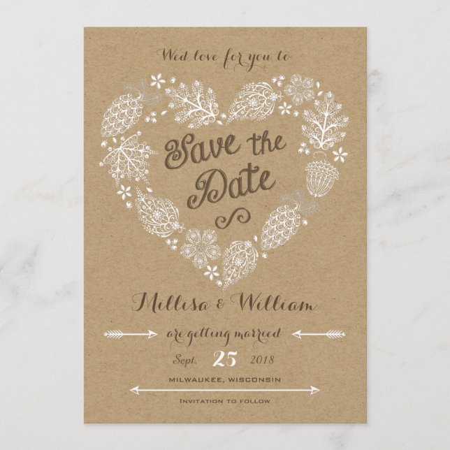 Reserve A Data Folhas de Renda - Enamorai-vos Salvei a Data (Frente)