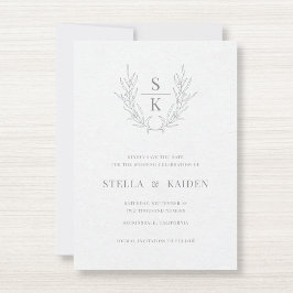 Reserve A Data Folhas Florais Desenhando Casamento Moderno Salvar