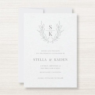 Reserve A Data Folhas Florais Desenhando Casamento Moderno Salvar