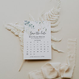 Reserve A Data Folhas verdes Douradas Salvem o Calendário de Data