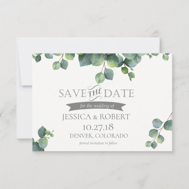 Reserve A Data Foliage Buquê Save The Date Card (Frente)