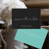 Fonte de Coração Preto e Turquesa Save the Date