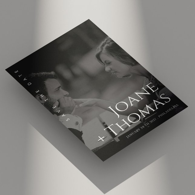 Reserve A Data Fonte Romana Elegante Foto Casamento Salvar a Data (Elegant Roman Font Photo Wedding Save the Date)