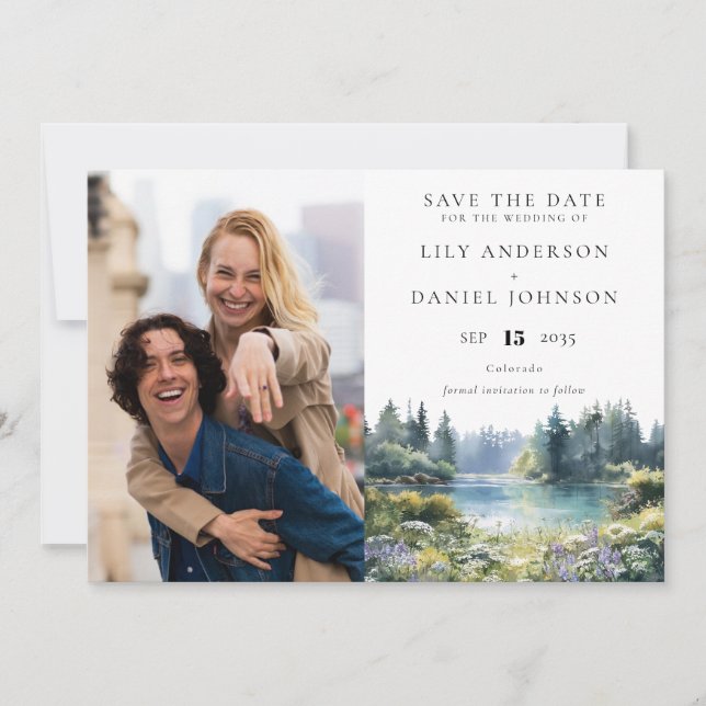 Reserve A Data Forest Lakeside Wildflowers Floral Photo Wedding (Frente)