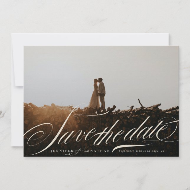 Reserve A Data Formal Elegant Beige Calligraphy QR Code Photo (Frente)