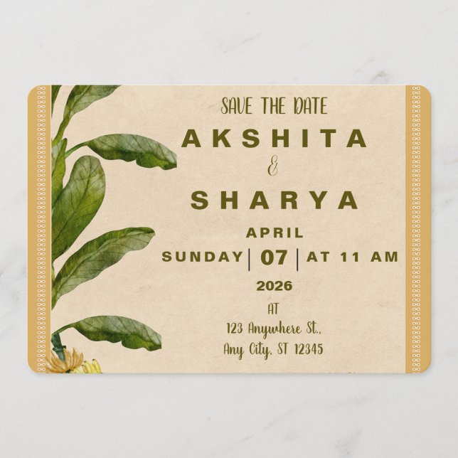 Reserve A Data Formal Traditional Wedding Save the Date  (Frente)