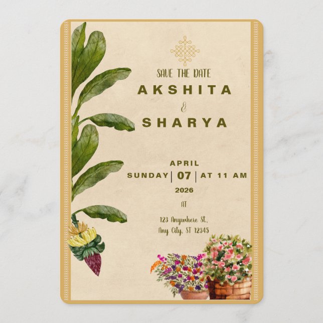 Reserve A Data Formal Traditional Wedding Save the Date  (Frente)