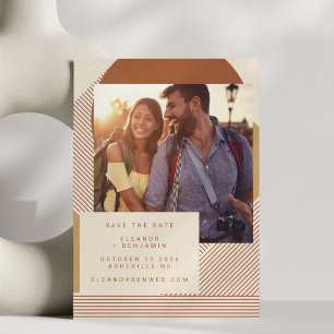 Reserve A Data Formas Modernas Linhas Terracota Foto Casamento