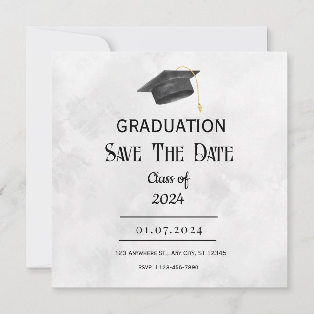 Reserve A Data Formatura Grunge Preto e Amarelo Save the Date (Frente)