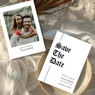 Reserve A Data Foto Antiga Retro Preto e Branco Casamento