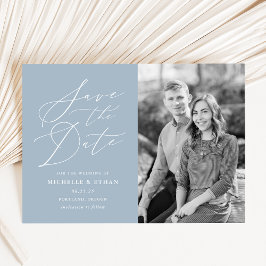 Reserve A Data Foto azul clara e minimalista do script de caligra