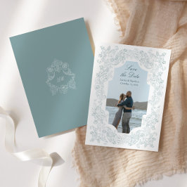 Reserve A Data Foto Azul Empoeirado Barroco Romântico