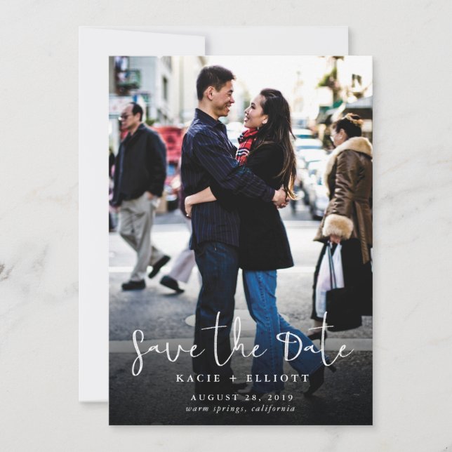 Reserve A Data Foto caligráfica Salvar a Data (Frente)