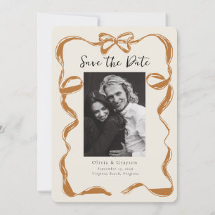 Reserve A Data Foto Caprichosa de Cobre com Laço Save the Date