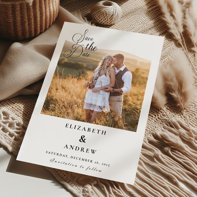 Reserve A Data Foto: Casamento de Script Preto Moderno (Criador carregado)