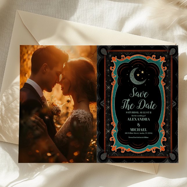 Reserve A Data Foto Casamento Místico Celestial Lua Noite Estrela (Criador carregado)