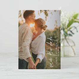 Reserve A Data Foto Clássica em Preto e Branco Casamento Elegante