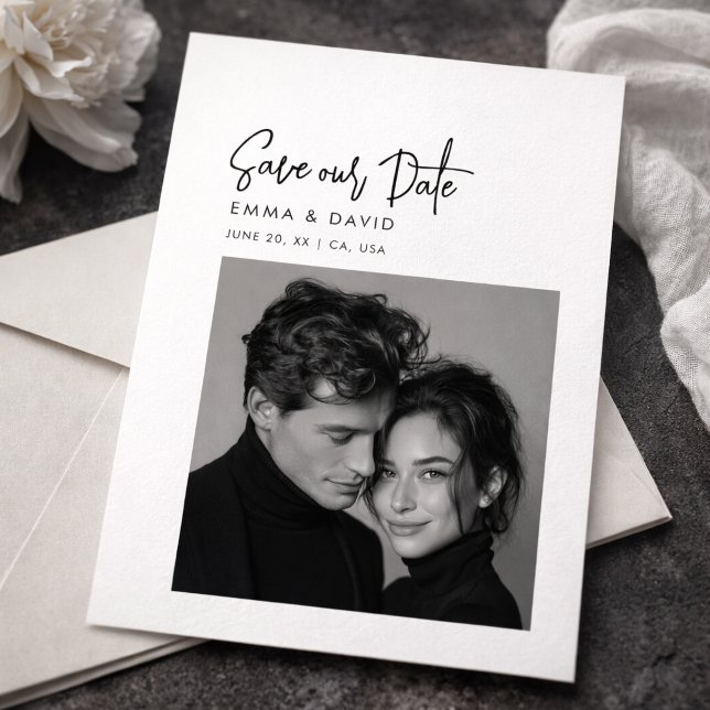 Reserve A Data Foto Clássica em Preto e Branco para Save the Date (Criador carregado)