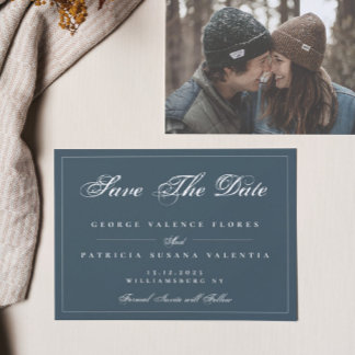 Reserve A Data Foto clássica tradicional elegante do marinho bran