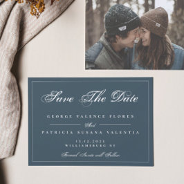 Reserve A Data Foto clássica tradicional elegante do marinho bran