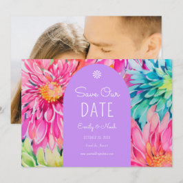 Reserve A Data Foto Colorida Moderna de Casamento Floral Tropical