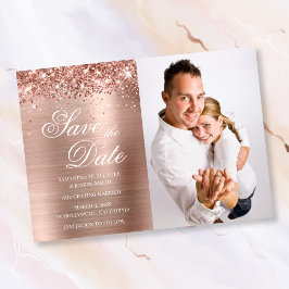 Reserve A Data Foto com Folha de Ouro Rosa Brilhante