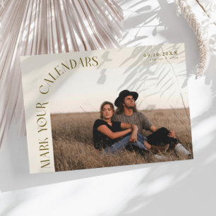 Reserve A Data Foto com Moldura Curva Creme 'Marque seus Calendár