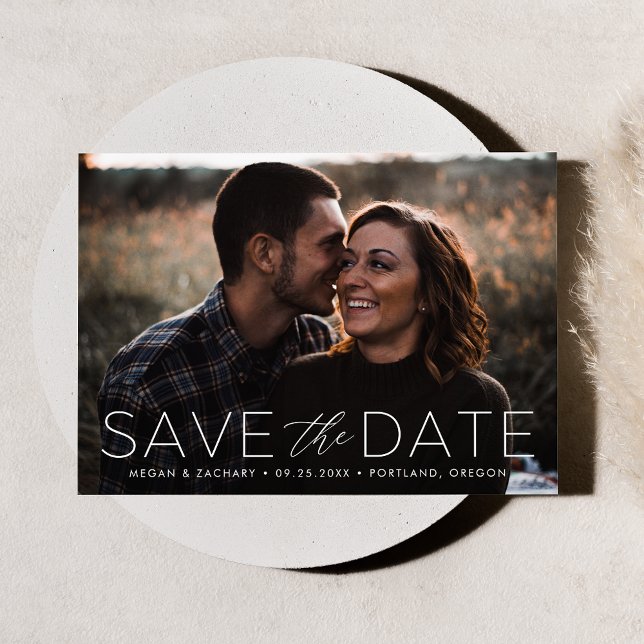 Reserve A Data Foto com Sobreposição de Romance Moderno Branco (Criador carregado)
