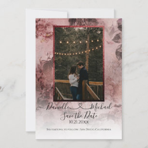 Reserve A Data Foto Coração de Script Floral Floral Elegante Mood