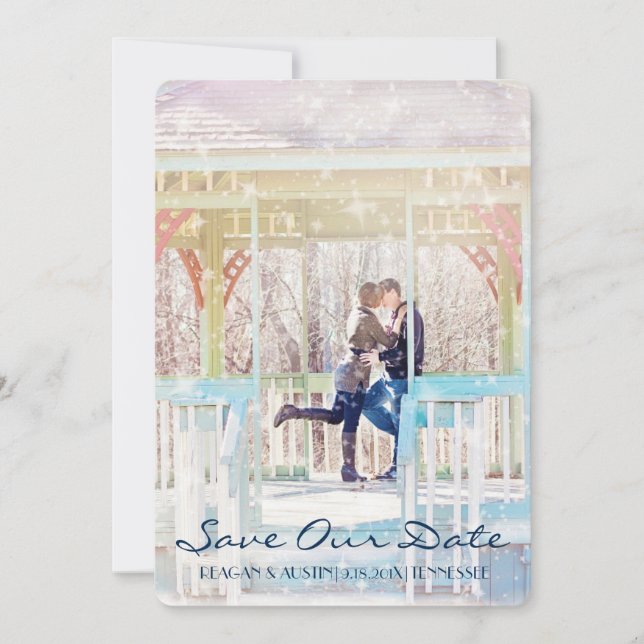 Reserve A Data Foto da Árvore Russa do País Moderno SALVAR A DATA (Frente)