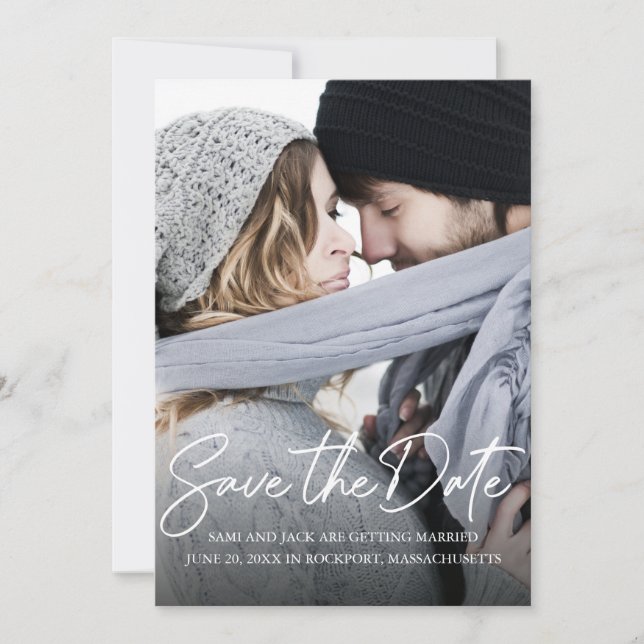 Reserve A Data Foto da caligrafia branca manuscrita moderna (Frente)