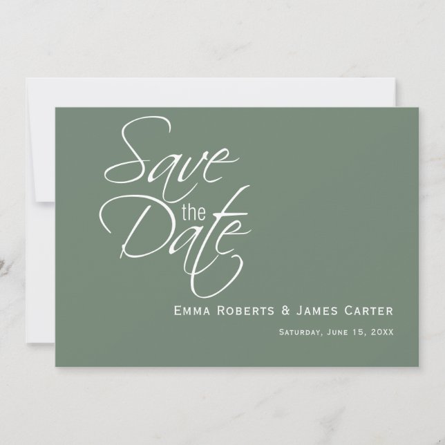 Reserve A Data Foto da Montanha em Verde Salvia Save the Date (Frente)