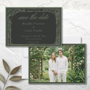 Reserve A Data Foto da Treliça Botânica Arqueada Sage Preta Vinta