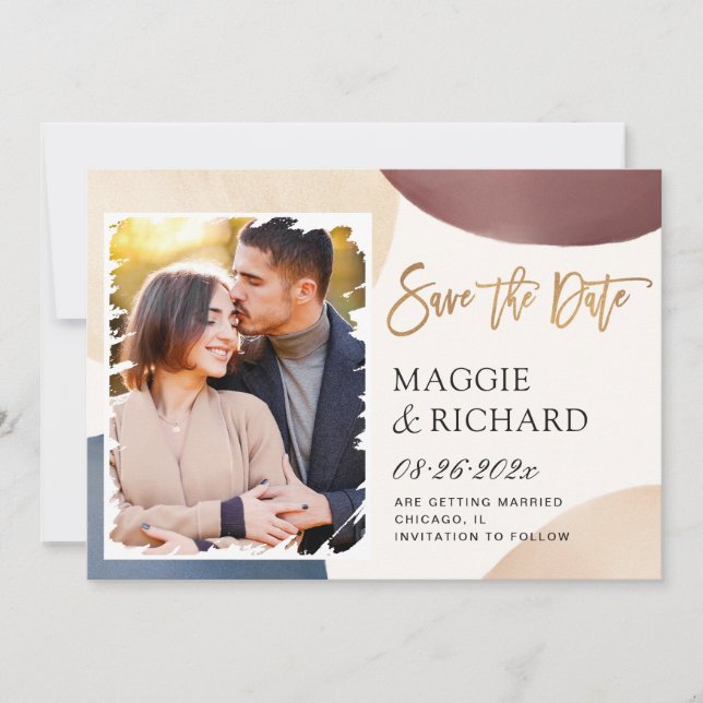 Reserve A Data Foto de Abstrato de Traço de Pincel Moderno (Frente)