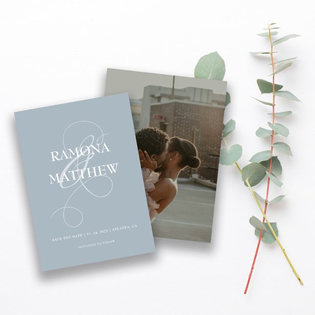 Reserve A Data Foto de Ampersand Azul em Pó Moderno (Criador carregado)