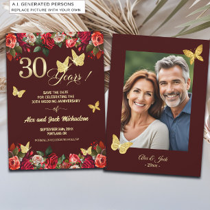 Reserve A Data Foto de Aniversário de Casamento de 30 Anos Floral