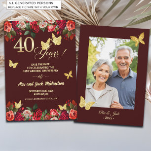Reserve A Data Foto de Aniversário de Casamento de 40 anos Elegan