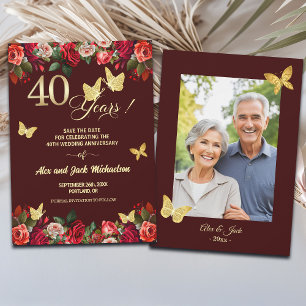 Reserve A Data Foto de Aniversário de Casamento de 40 anos Elegan