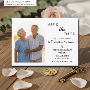 Reserve A Data Foto de Aniversário de Casamento de 50 anos Elegan