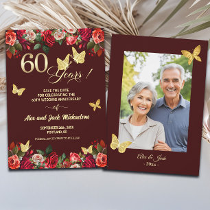 Reserve A Data Foto de Aniversário de Casamento de 60 anos Elegan
