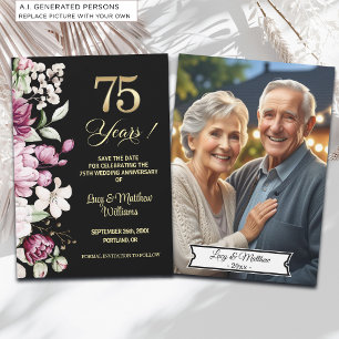 Reserve A Data Foto de Aniversário de Casamento de 75 anos Elegan