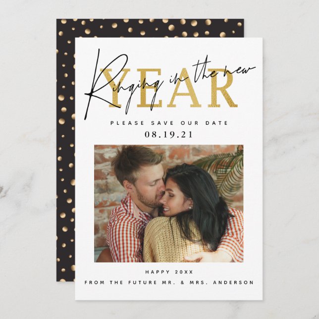 Reserve A Data Foto de Ano Novo Soando (Frente/Verso)