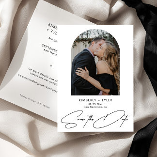 Reserve A Data Foto de arco minimalista casamento preto e branco