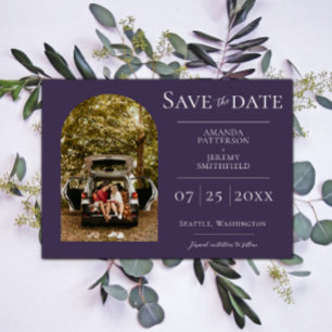 Reserve A Data Foto de Arco Simples Save the Date Roxo