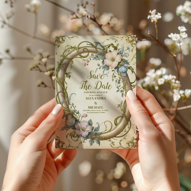 Reserve A Data Foto de Arte Nouveau Casamento de Flor Selvagem (Criador carregado)