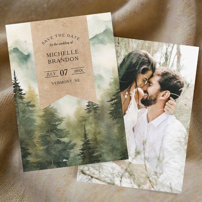 Reserve A Data Foto de aventura na montanha da natureza com pinhe (foggy mountains watercolor)